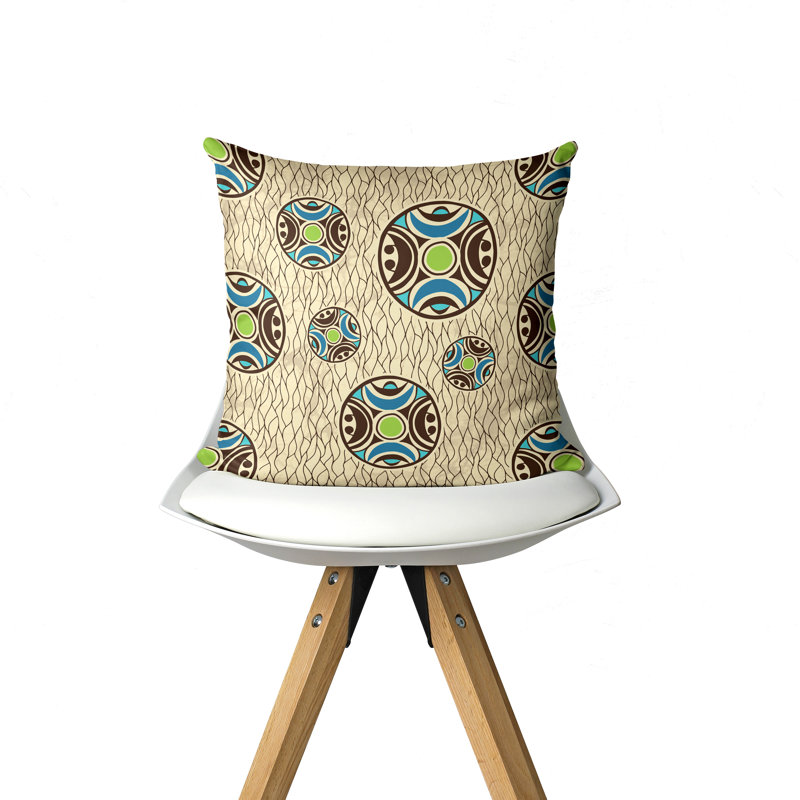 Housse de coussin Lyndon Tribal Batik Circles., 16" x 16"