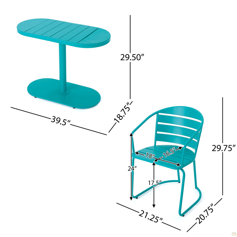 Monica Bistro Set, Teal