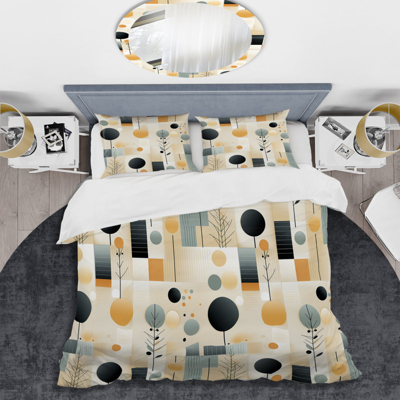 Scandinavian Harmony I Geometric Shapes Duvet Cover, King Duvet Cover + 2 King Shams