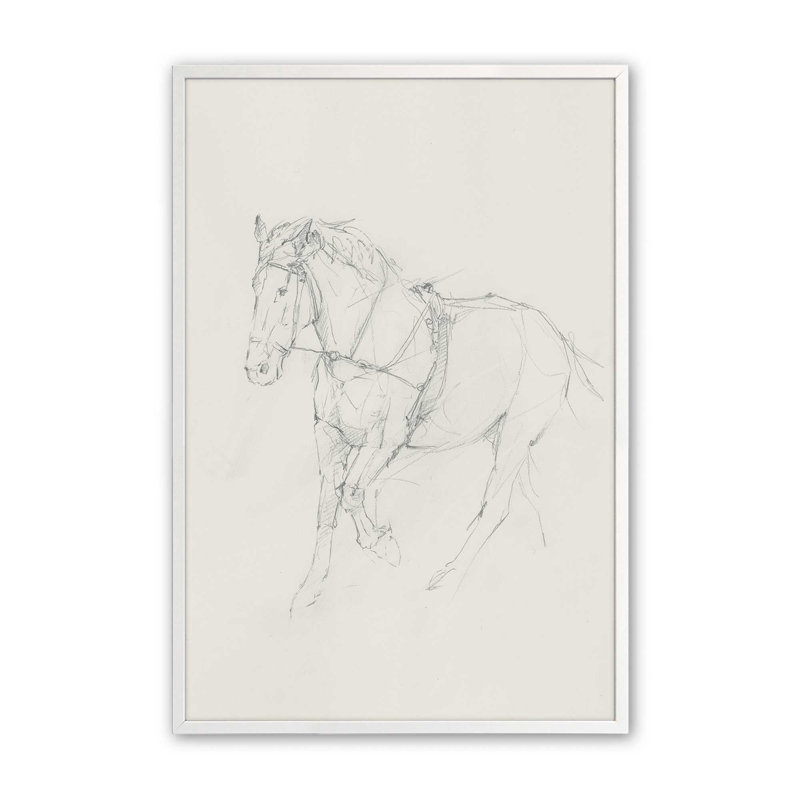 Reproduction d'art sur toile Bridled Horse, H 48 po x l 36 po, Impression sur cadre ouvert sans papier mat, Blanc