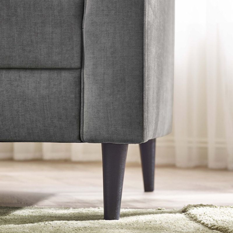 Logi Fabric Seater Sofa - Upholstered Modern Minimalist Boxy Style, 2, Grey