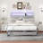 Queen Bed Frame with Storage Headboard and  LED Lights Metal Platform with Charging Station