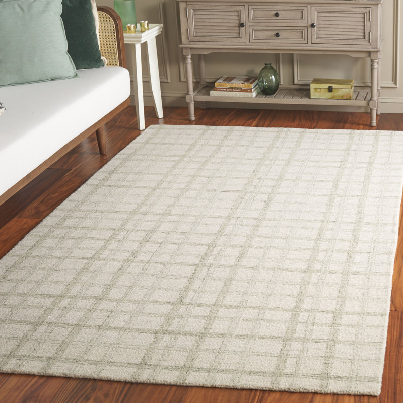 Ilyaas Hand-Tufted Wool and Cotton Plaid Rug , Square 6'