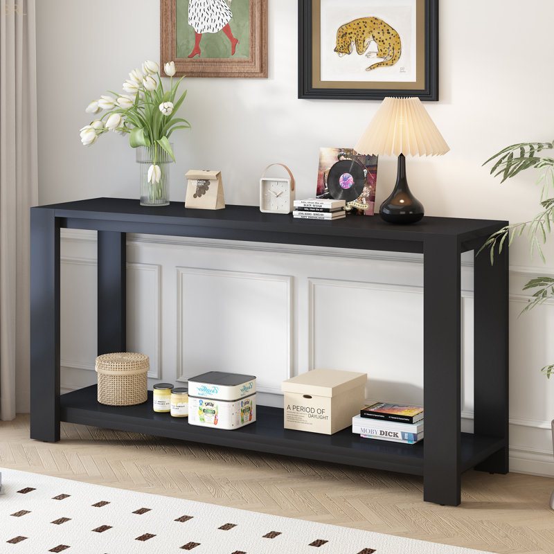 Console en bois massif 59,8 po Neissa, Noir, noir, noir, noir