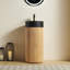 Meuble-lavabo cylindrique autoportant de 16 po, armoire à colonne cannelée en bois massif avec vasque ronde à surface solide, meuble-lavabo à piédestal scandinave moderne pour petite salle de bain, 2 options de finition de lavabo et 2 de finition bois, robinet et drain non inclus-1657300001-1657300014