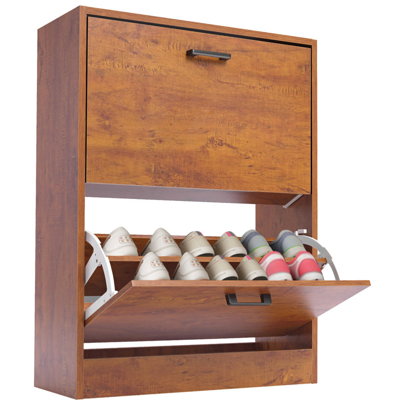 Blisswood 2 Drawer Shoe Storage Cabinet, Oak Wood
