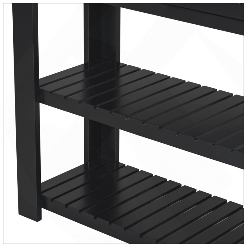 Élégante console avec 4 tiroirs et 2 tablettes, idéale pour les vestibules et les salons., Noir