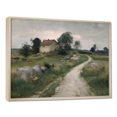 Grey Charming Farmhouse In Ireland - Barn Farm Ranch Wall Art, Green Farmhouse Canvas Print