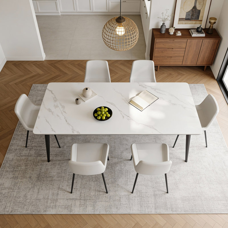 Stone Top Metal Base Dining Table