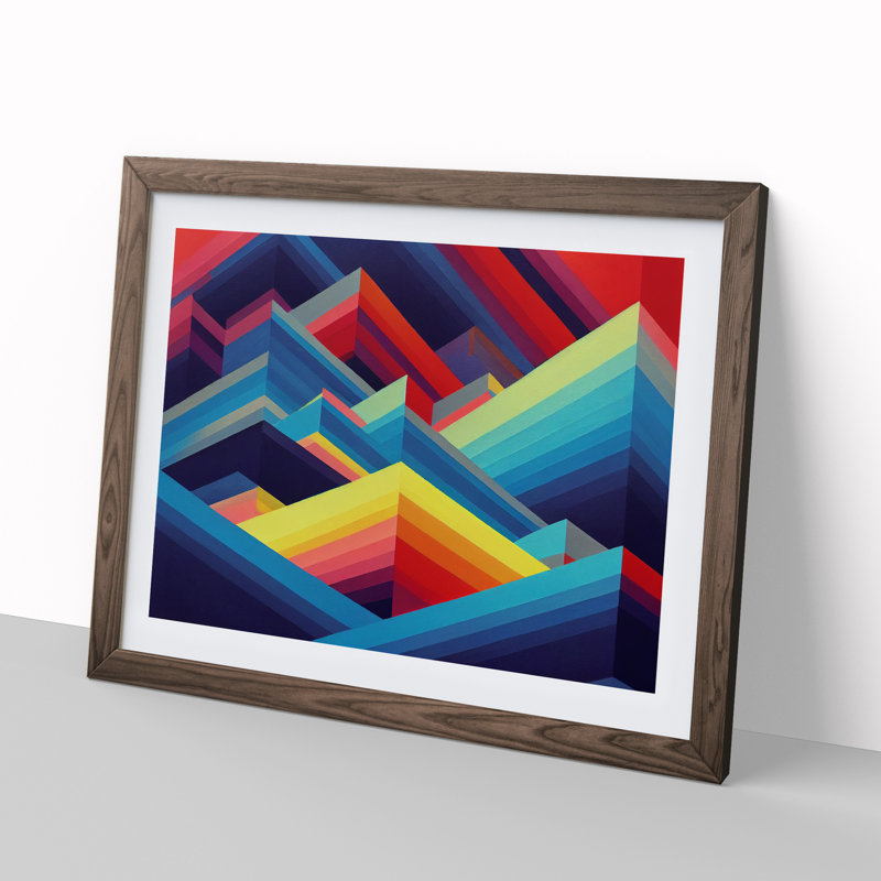 Uplifting Abstract Art - Framed Print, 46cm H x 64cm W x 2cm D, Walnut