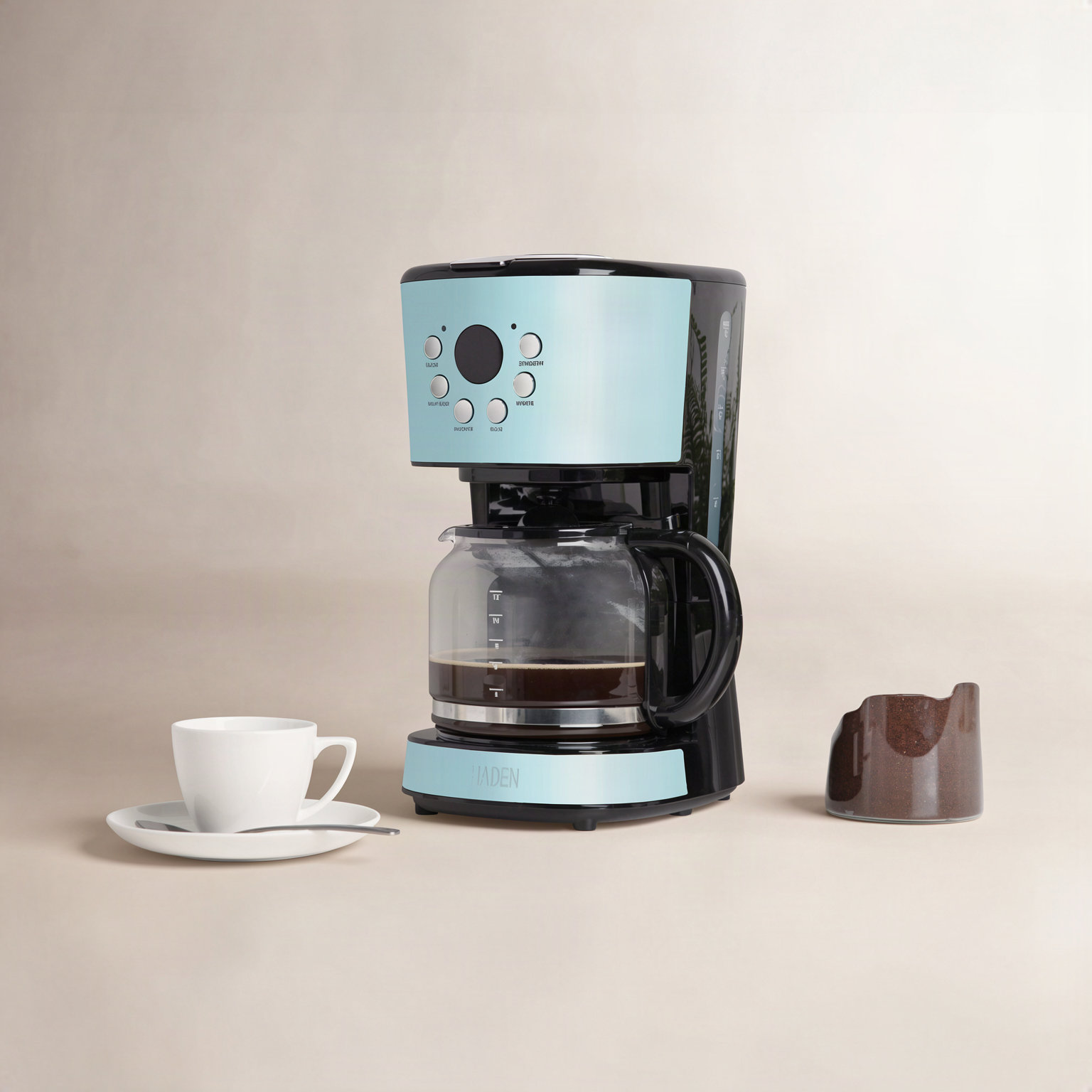 Haden 12-Cup Programmable Drip Coffee Maker, Turquoise Blue