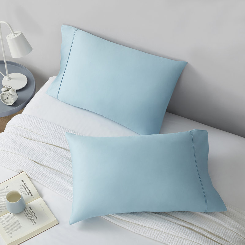 Ensemble de draps en satin 100 % coton d'une contexture de 400 fils, Aigue-marine, Simple