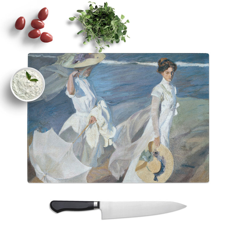 Women Walking on the Beach by Joaquin Sorolla Y Bastida Chopping Board, 0.4cm H x 20cm W x 28.5cm L