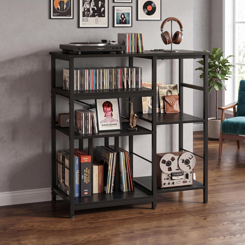 Grand support pour tourne-disque à 4 niveaux, armoire de rangement en vinyle 7 po / 10 po / 12 po
