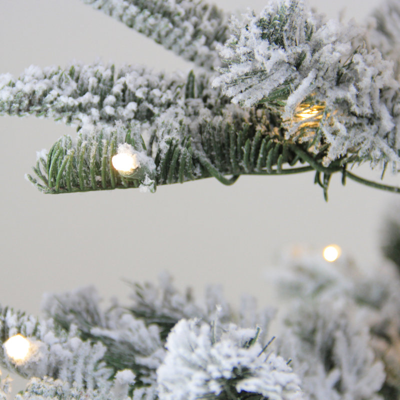 6.5' White Flocked Fir Artificial Christmas Tree with Warm LED Lights