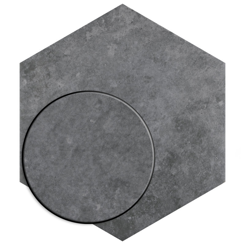 Heritage Hex 7" x 8" Porcelain Stone Look Wall & Floor Tile, Carbon