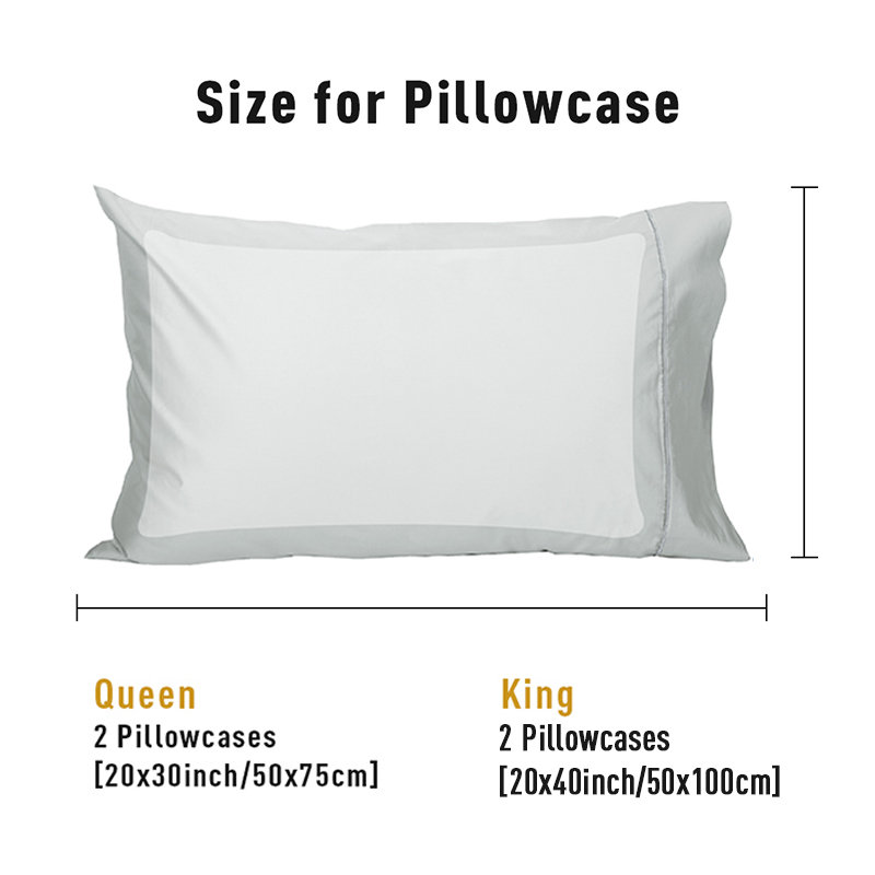 Sunflower Luxurious 100% Cotton Sateen Weave Sliver Snug Fit Pillowcases Set, Queen Pillowcase, Silver Gray