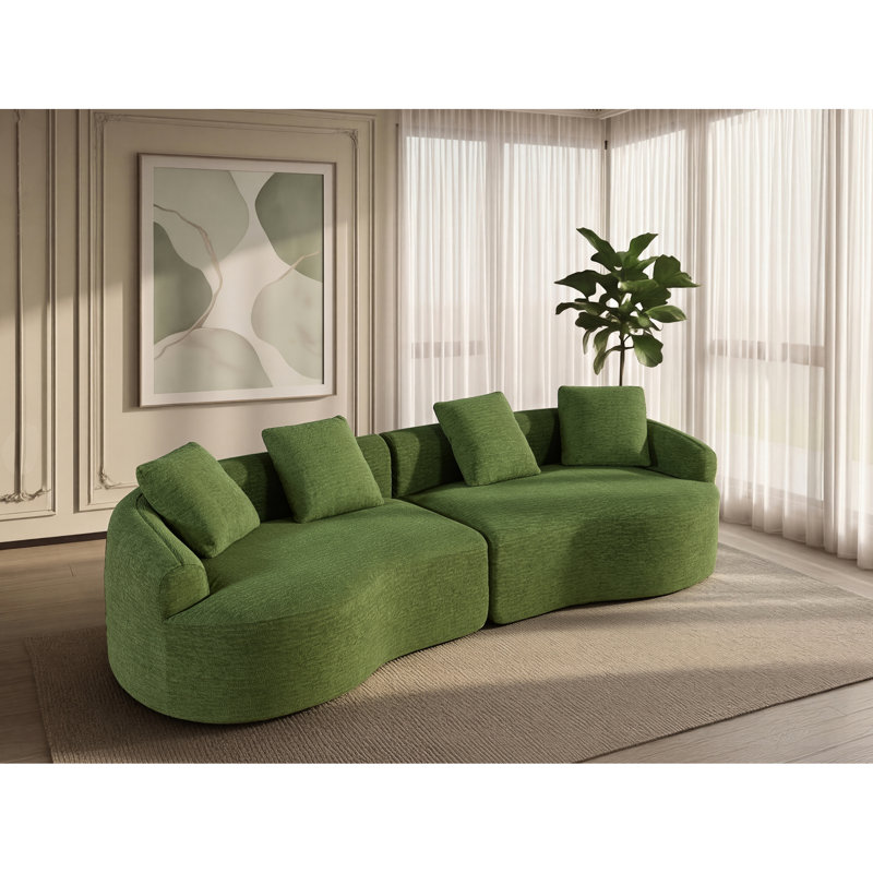 Lit modulaire incurvé de 110 pouces en chenille, 4 modules, design luxueux, aucun assemblage requis, sans danger pour les enfants et les animaux de compagnie