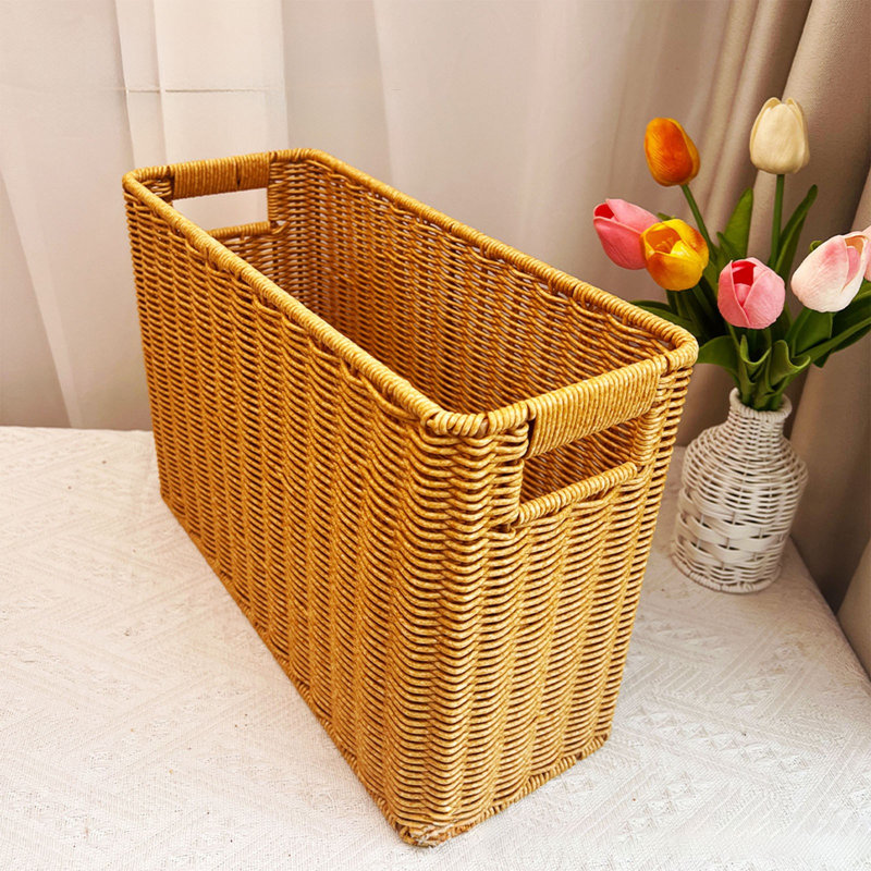 Panier de rangement grande capacité en imitation vigne tressée - Panier pour bouteilles de vin - Panier souvenir de pique-nique/mariage