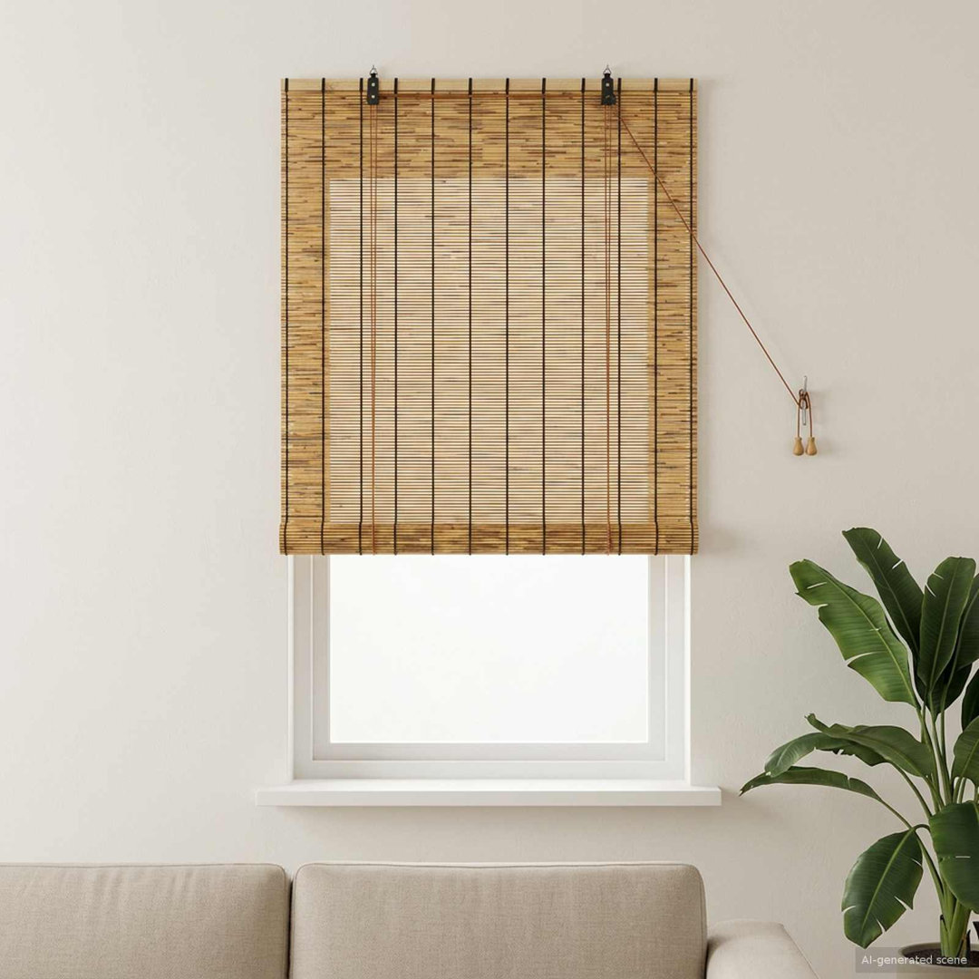 Roller Blind Adjustable Reed Light Filtering Curtain Shade UV Resistant