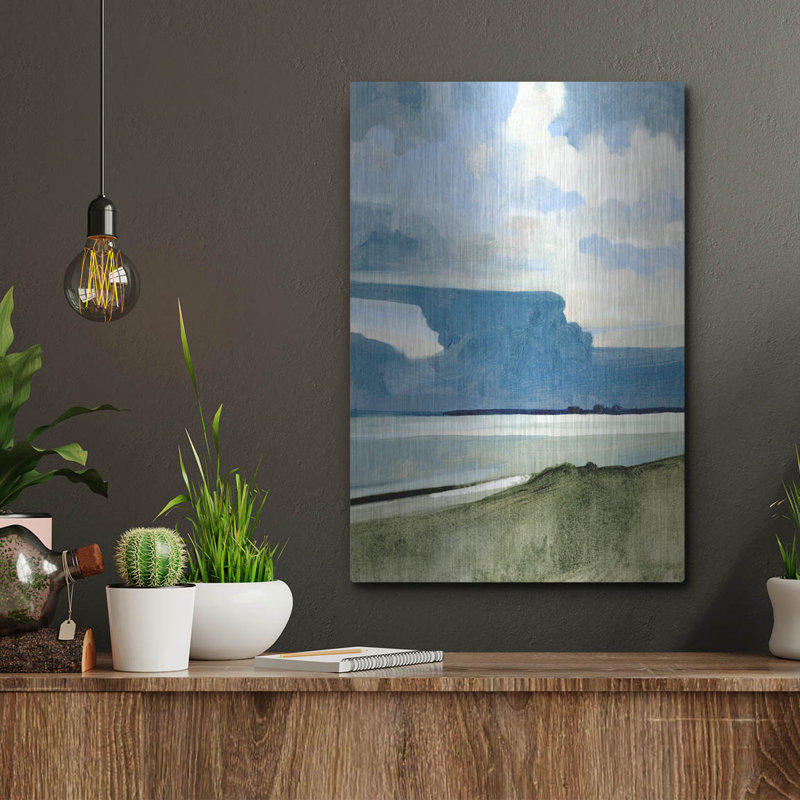 Art mural en métal luxueux «Ocean View Beach 3» par Emma Caroline, H 16 po x l 12 po