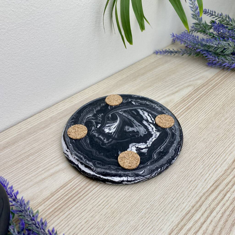 Round Trinket Tray Dish, Black