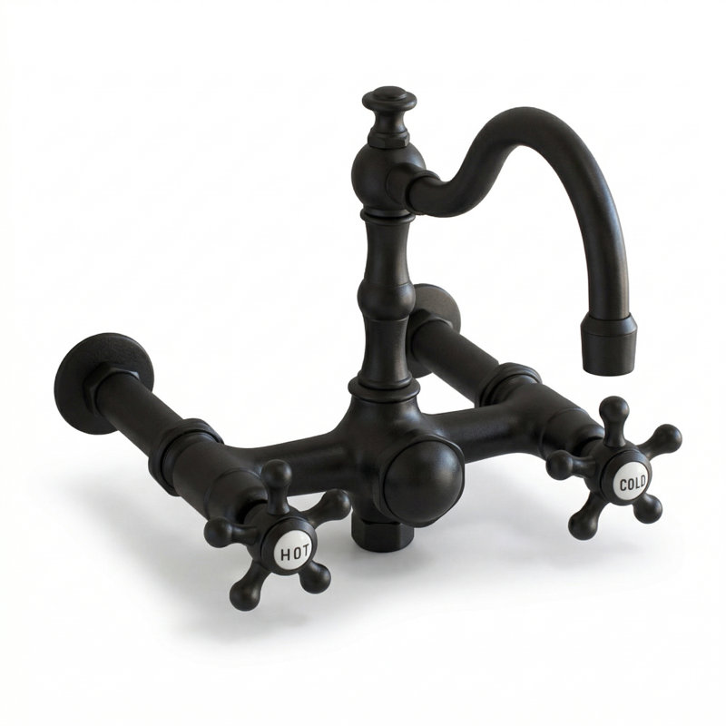 British Telephone Faucet with Fixed Arch Spout by Strom Living, Unlacquered Oil Rubbed Bronze
