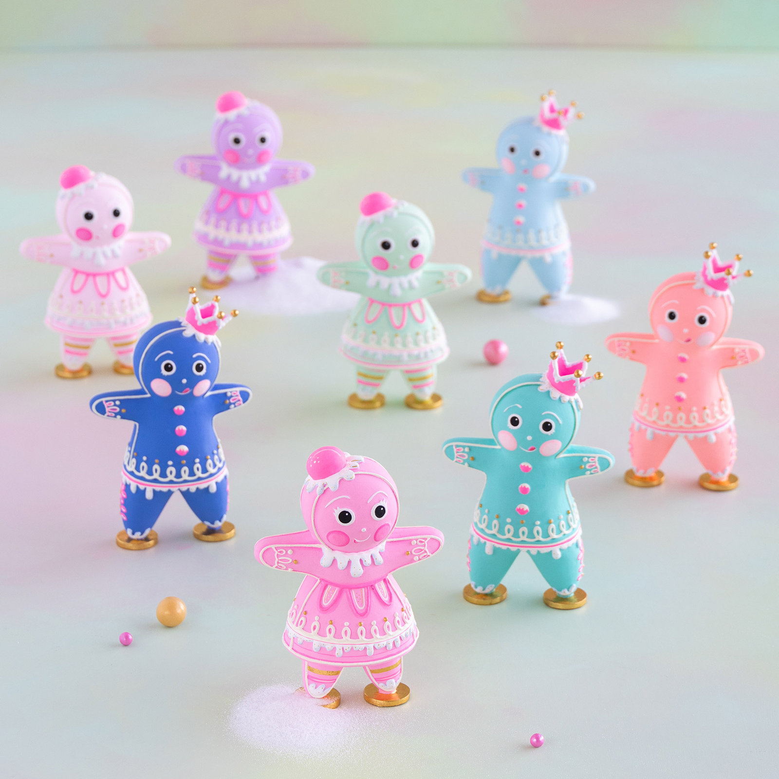 The Rainbow Gingers, Sm Tabletop, Light Blue, Resin, 8”, Light Bue