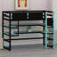 Canapé-lit peu encombrant avec bureau intégré, unité de rangement latérale, tablettes à plusieurs niveaux et système DEL intelligent à changement de couleur-981569841