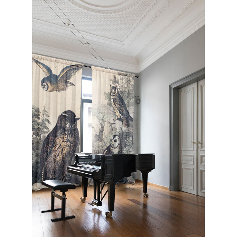Owls Slot Top Blackout Curtains, 148 W x 350 D cm