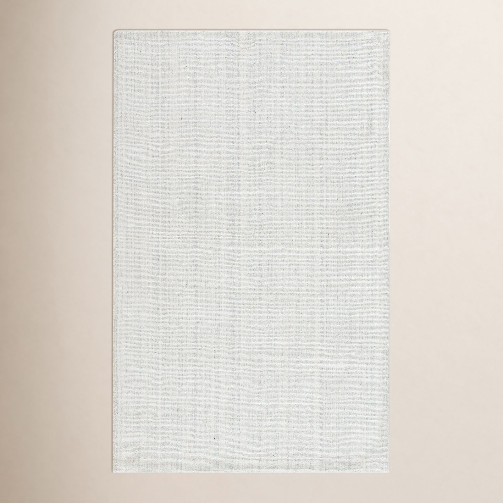 Crista White Gray Hand-Loomed Wool Rug, Rectangle 8' x 10'