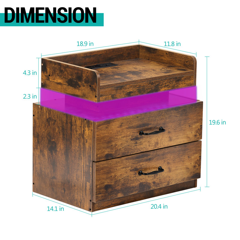 Table de bout à 2 tiroirs avec rangement Armanno