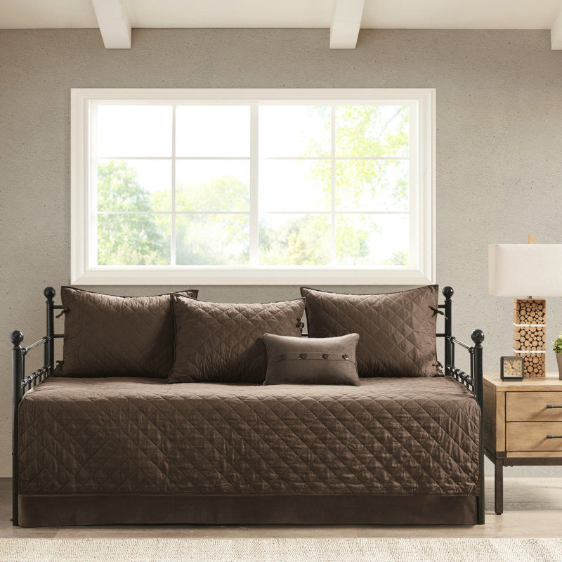 6 Piece Daybed - Brown, Rustic, 17-Inch Drop Cover