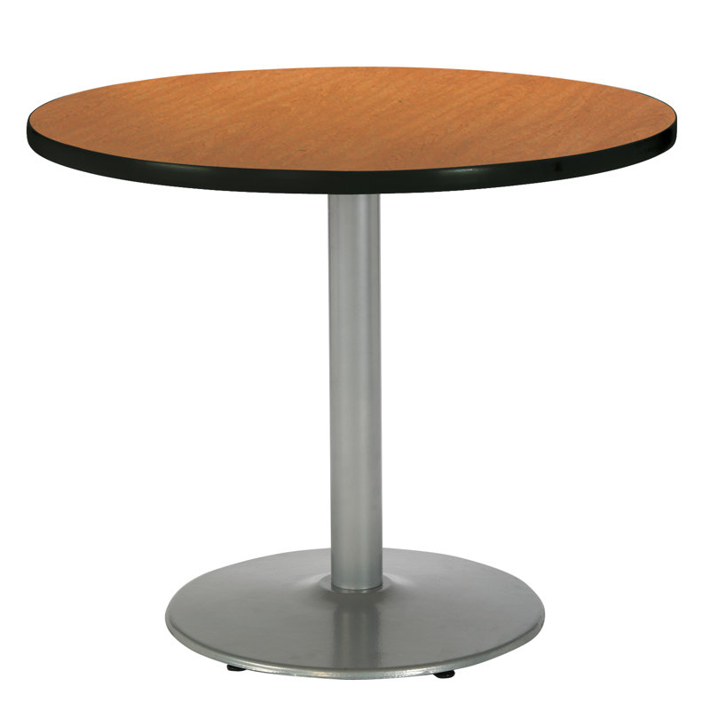Table de salle à manger ronde, Chêne moyen, argent, H 29 po x L 42 po x L 42 po