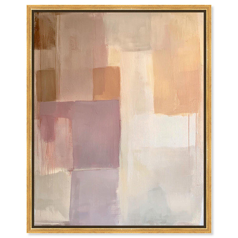 «Bronzed Ruins II», toile abstraite terre par Art Remedy, H 21 po x l 17 po, Cadre flottant doré