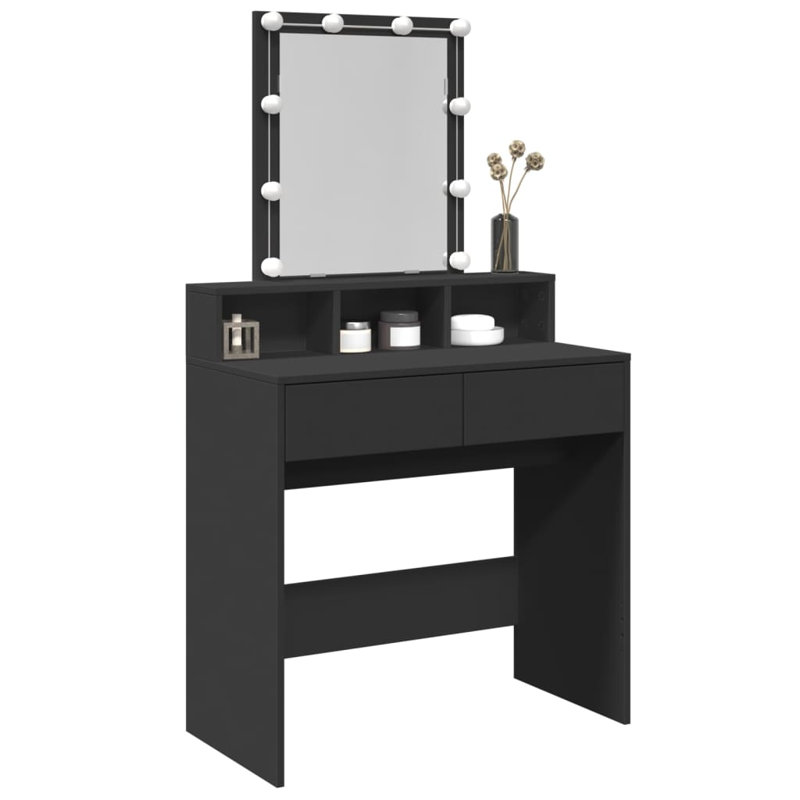 Simote Dressing Table with Mirror, Black