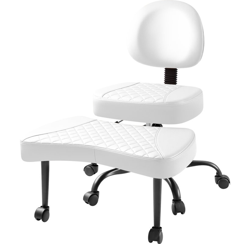 Ergonomic Cross Legged Meditation Chair, 360° Swivel Office Chair With Wheels, ADHD Chair With Footrest, Lumbar Support, Wider Height Adjustable Backrest And Seat, Faux Leather Kneeling Chair For Yoga
