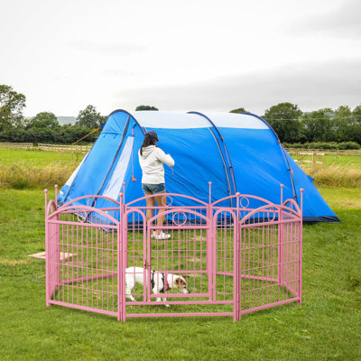 Parc pour chien de 24 pouces en métal, 8 panneaux robustes, espace pour animaux de compagnie intérieur extérieur, rouille et stable, conceptions en forme de bricolage pour chiens
