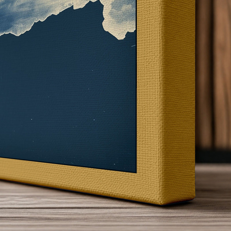Solitary Cloud Minimalist - Wrapped Canvas, 24x16 - 61.0 x 40.6 cm, Ochre Border