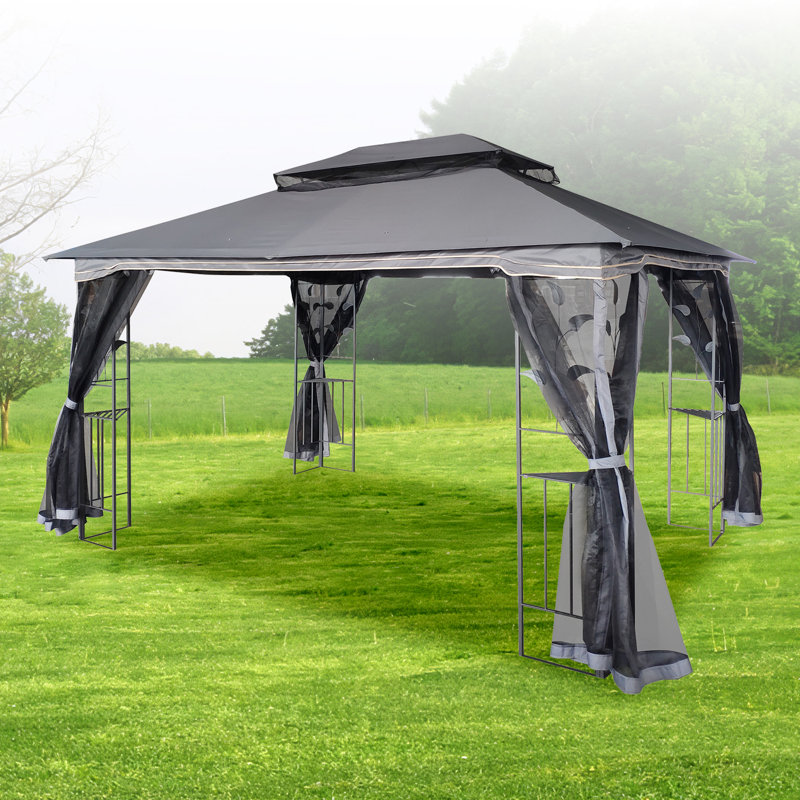10 Ft. x 15.5 Ft. Steel Patio Gazebo, Gray