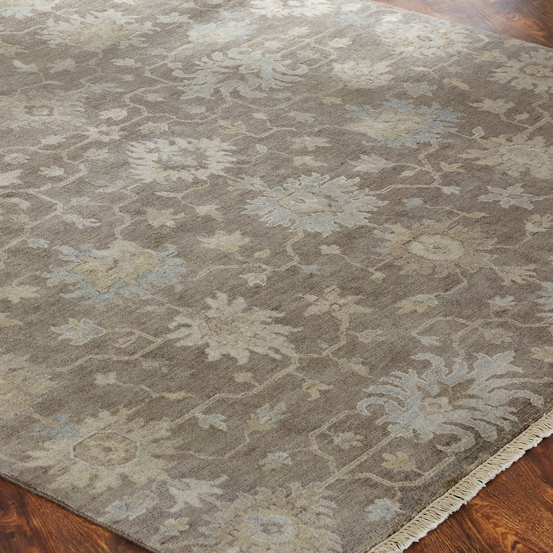Wool Oriental Area Rug in Brown, Round 10'