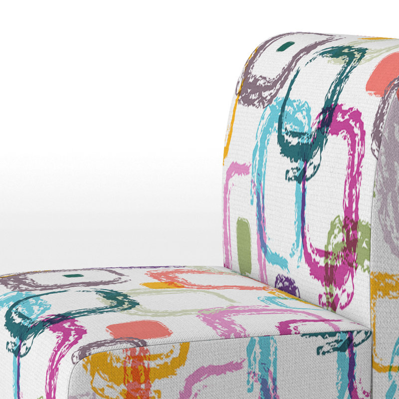 Multicolor Squares Geometric - Upholstered Patterned Accent Slipper Chair