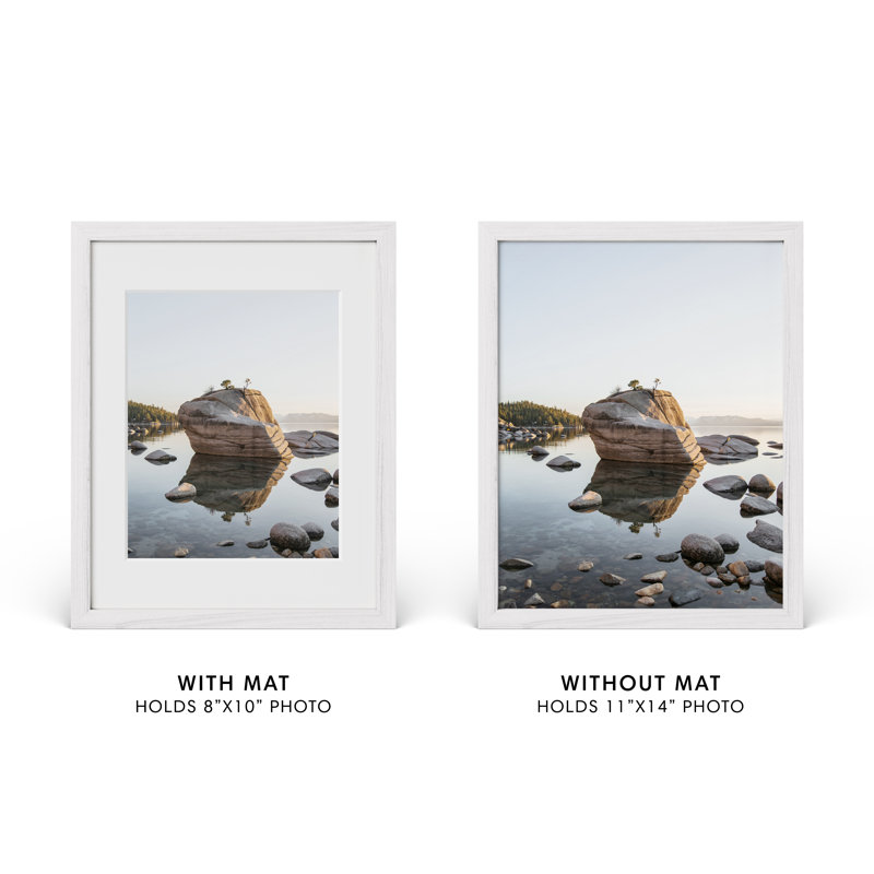 Cadre photo en bois massif avec verre, Blanc, L 11 po x H 14 po