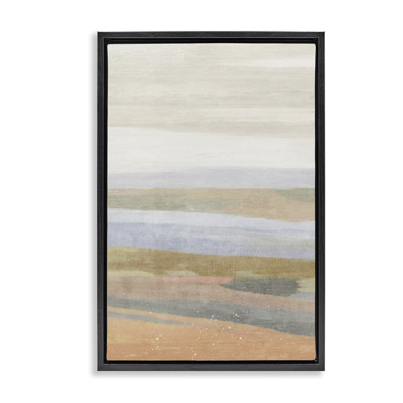 «Beach Dunes Abstraction» par Suzanne Nicoll, H 25 po x l 17 po x P 1,7 po, Cadre flottant noir de jais