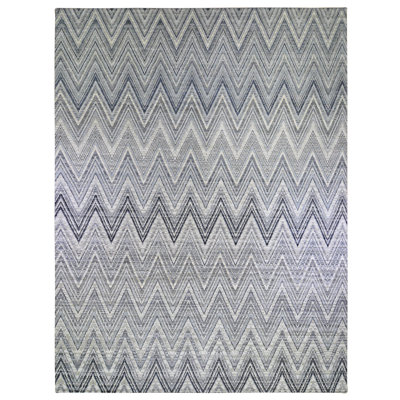One-of-a-Kind 14'1" x 18'1" New Age Rectangle Cotton and Silk Area Rug in Ivory