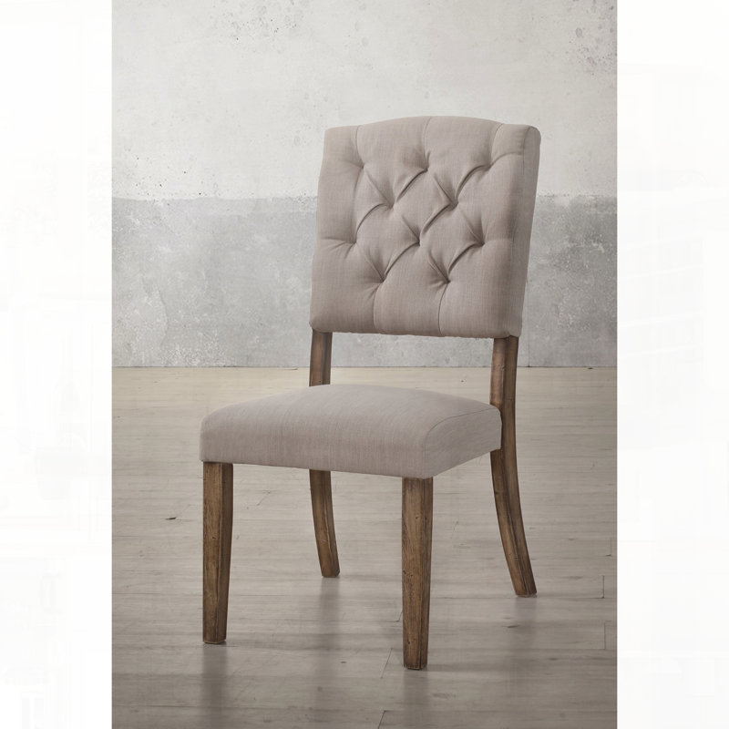 Ensemble de chaises d'appoint en lin beige et chêne vieilli