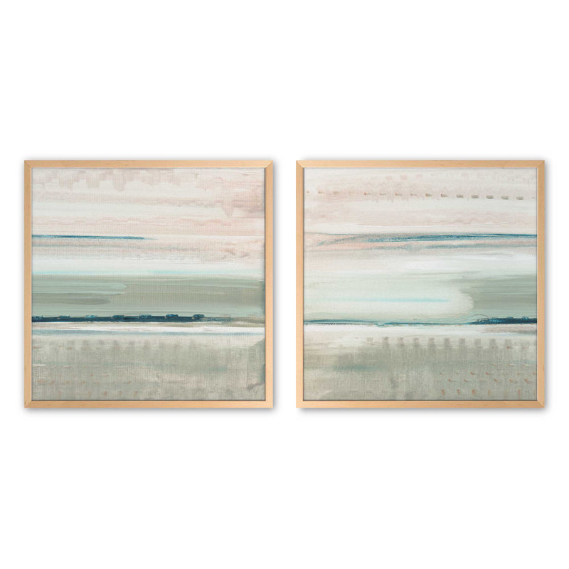Hush of Dawn Set of 2 Print on Archival Matte Paper in Frame, Raw Maple, 17.5" H x 17.5" W