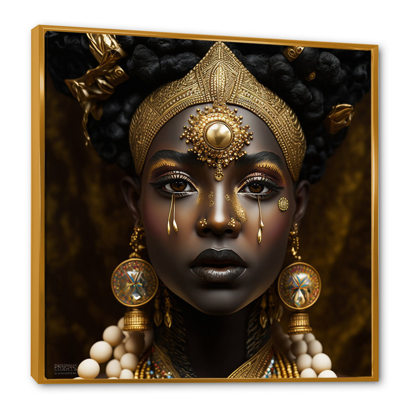 Maskell Tribal African Woman I - Art africain, reproduction d'art sur toile encadrée, L 36 po x H 36 po