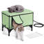 Abri pour chat chauffé surélevé, abri pour chat cuboïde avec température et minuterie réglables, abri pour chat pliable en tissu Oxford 900D avec coussin chauffant pour l'hiver pour rester au chaud et confortable, vert (milieu)