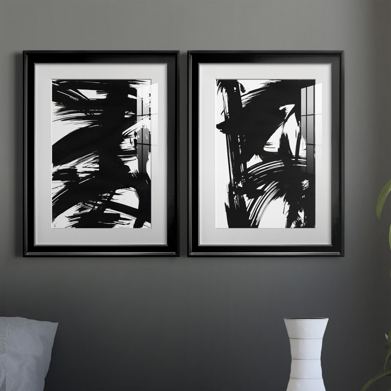«Black Bamboo I», ensemble de 2 impressions encadrées, Cadre noir, H 24,5 po x l 18,5 po x P 1,25 po